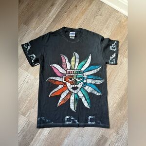 VTG RARE Gildan Native Trippy Sun Aztec Black Multi Color T-Shirt Size S M